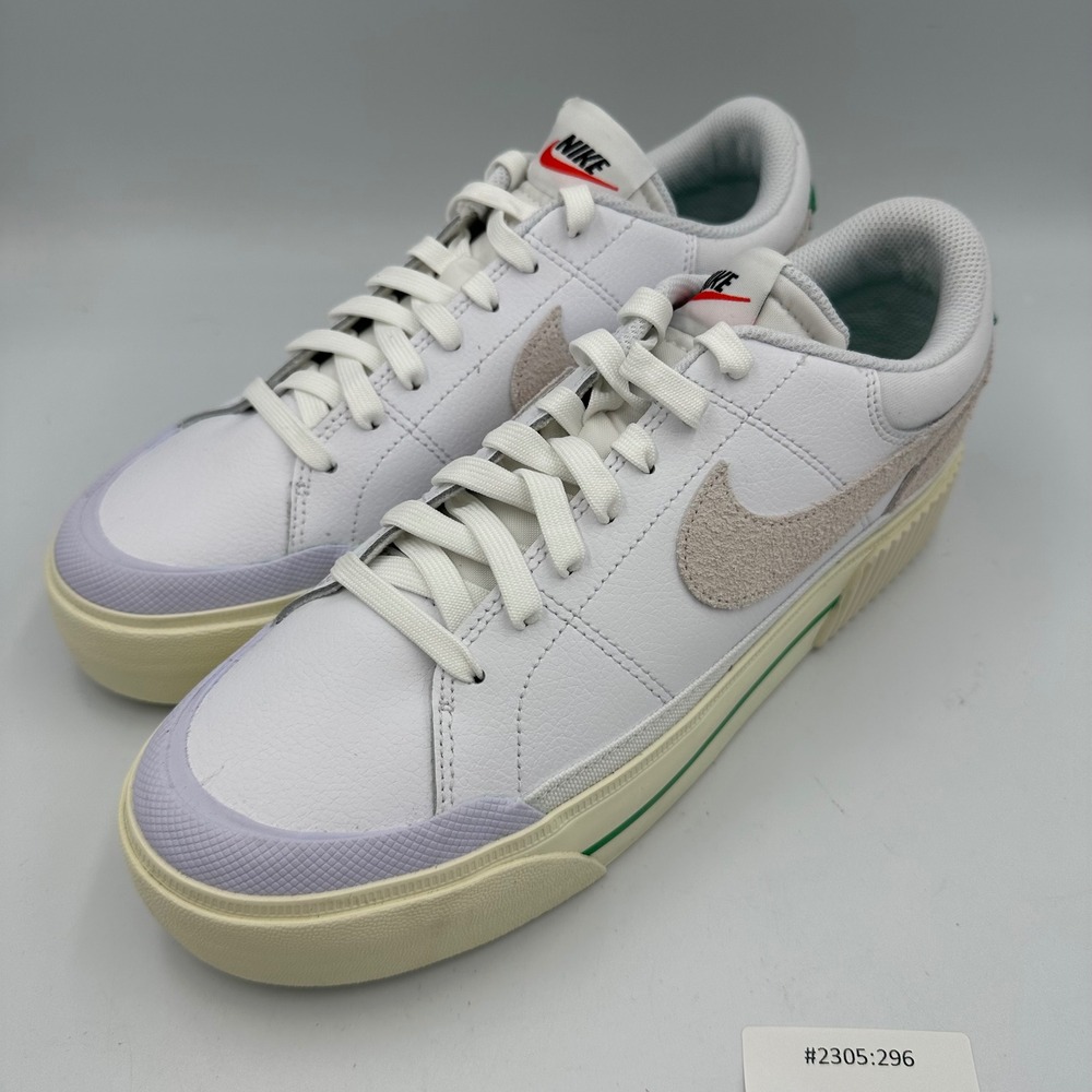 Nike Court Legacy Lift Platform White Green Suede Swoosh Women 9.5 Streetwear